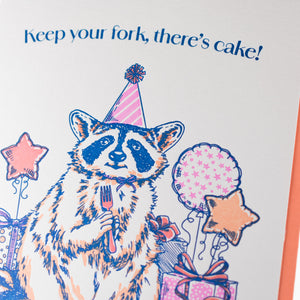 Card: Raccoon Birthday Letterpress Greeting Card