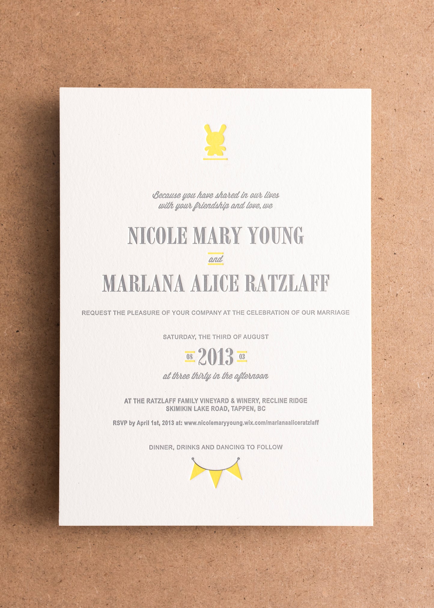 Porchlight Press Letterpress Wedding Invitation