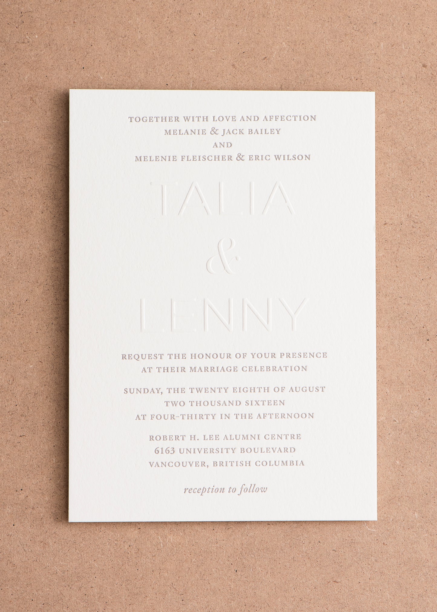 Porchlight Press Letterpress Wedding Invitation