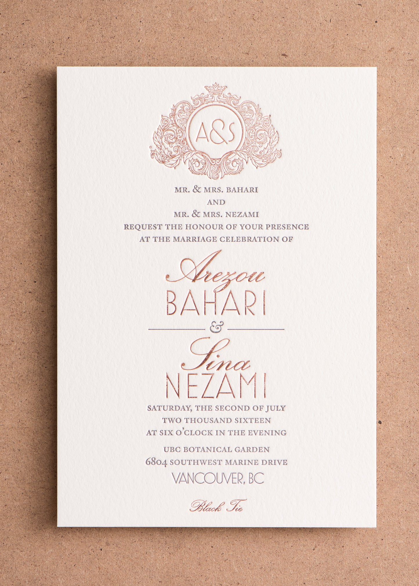 Porchlight Press Letterpress Wedding Invitation