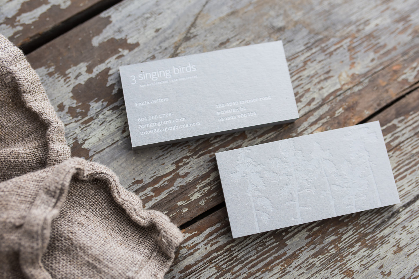 Porchlight Press 3 Singing Birds Letterpress Business Card