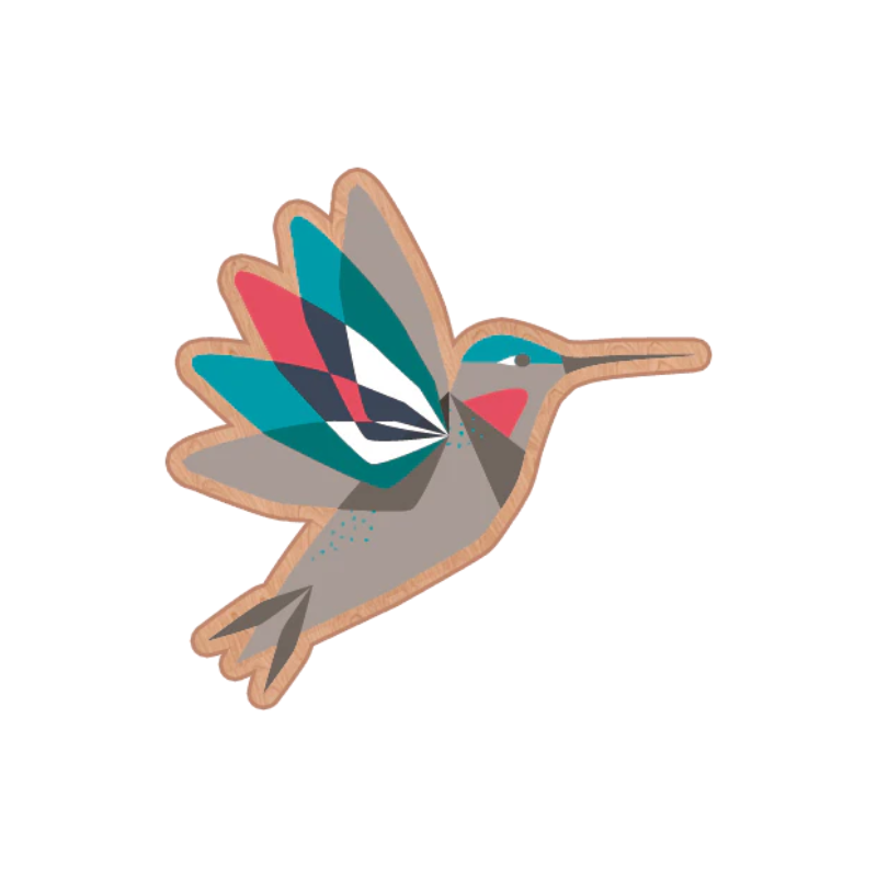Wooden Pin: Modern Hummingbird