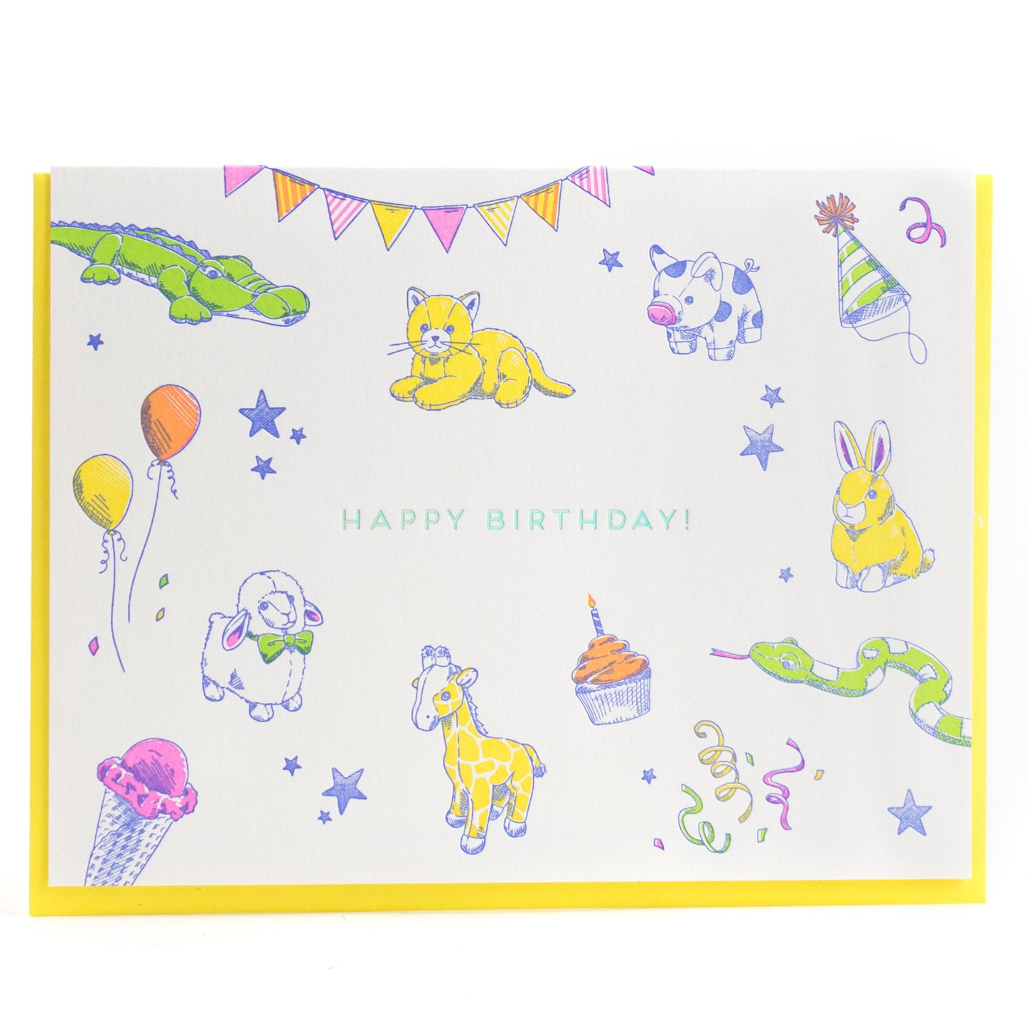 Card: Letterpress Birthday Card - Kids Happy Birthday