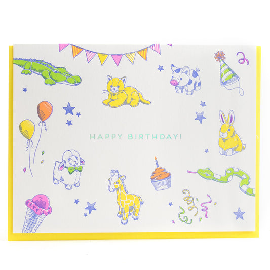 Card: Letterpress Birthday Card - Kids Happy Birthday