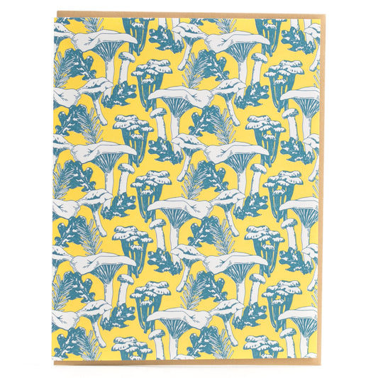 Card: Chanterelle Mushroom Colourful Pattern Greeting Card - Foraging Series
