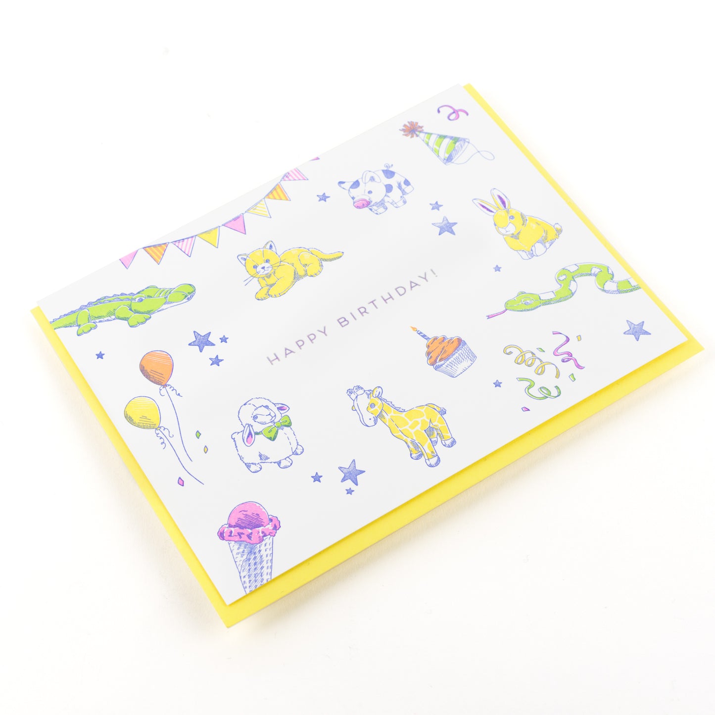Card: Letterpress Birthday Card - Kids Happy Birthday