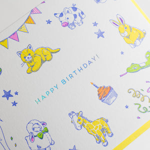 Card: Letterpress Birthday Card - Kids Happy Birthday