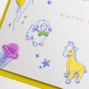 Card: Letterpress Birthday Card - Kids Happy Birthday