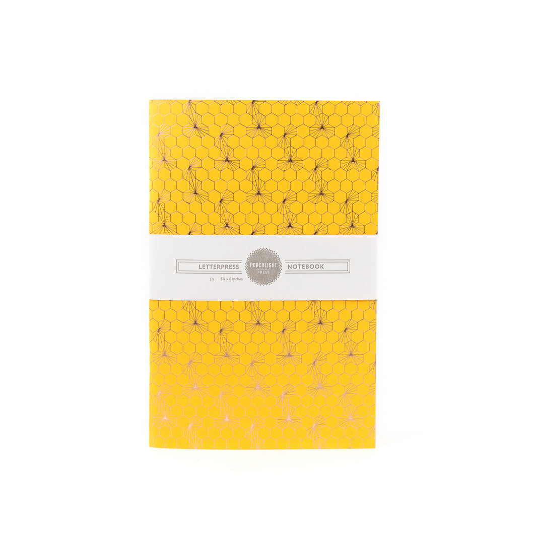 Notebook: Geometric Series II - Honeycomb II Foil Letterpress Large Notebook