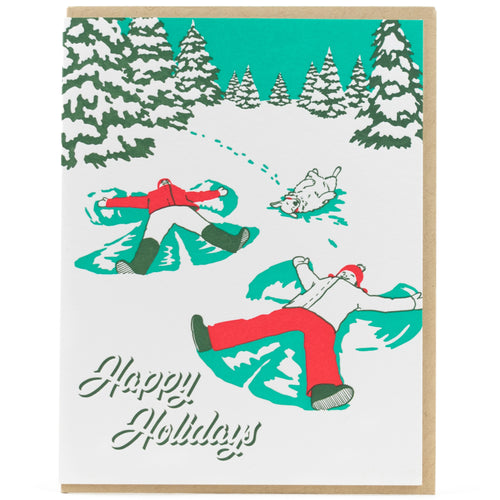 Card: Vintage Snow Angels Holiday Greeting Card