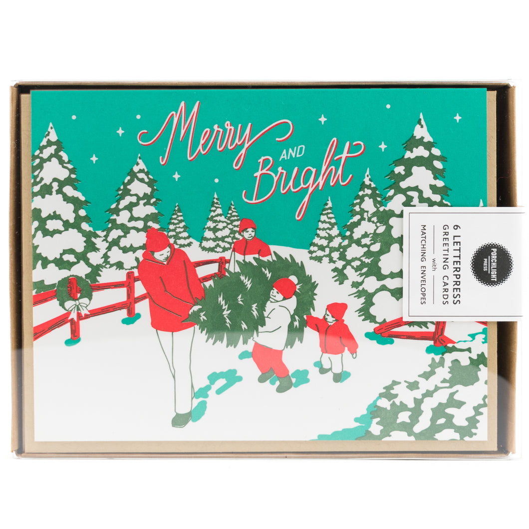 Card: Vintage Merry & Bright Christmas Tree - Christmas Card
