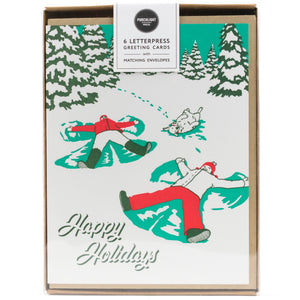 Card: Vintage Snow Angels Holiday Greeting Card