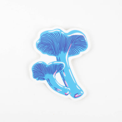 Blue Chanterelle mushroom sticker on a white background
