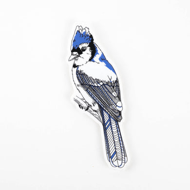 Sticker illustration of a blue jay bird on a white background