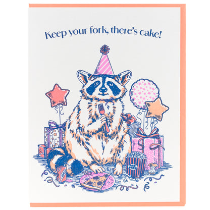 Card: Raccoon Birthday Letterpress Greeting Card