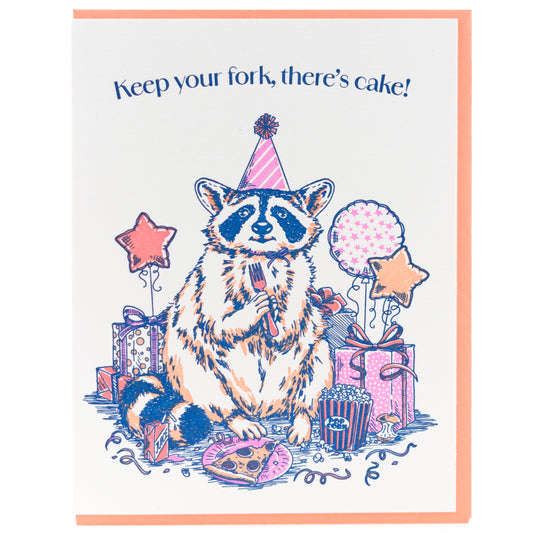 Card: Raccoon Birthday Letterpress Greeting Card