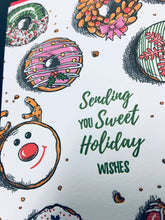 Card: Sweet Holiday Wishes Donuts - Letterpress Christmas Card