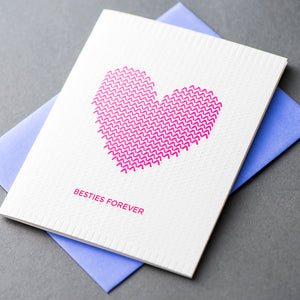 Card: Knit Heart Besties Forever* Neon