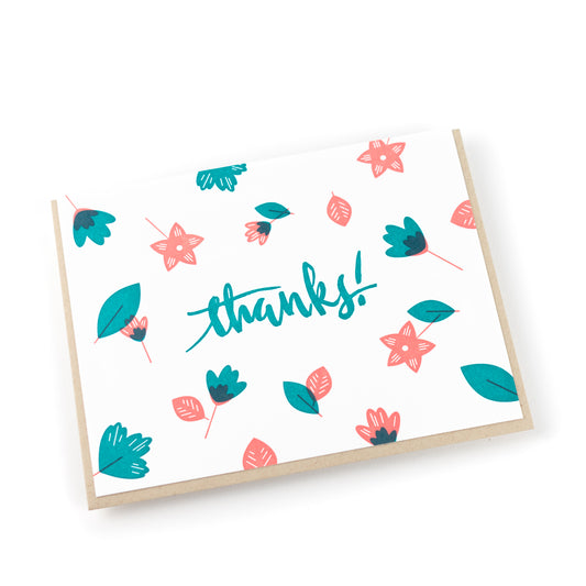 Card: Thanks Calligraphy Floral