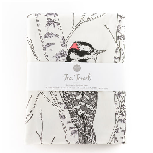 Tea Towel: Down Woodpecker