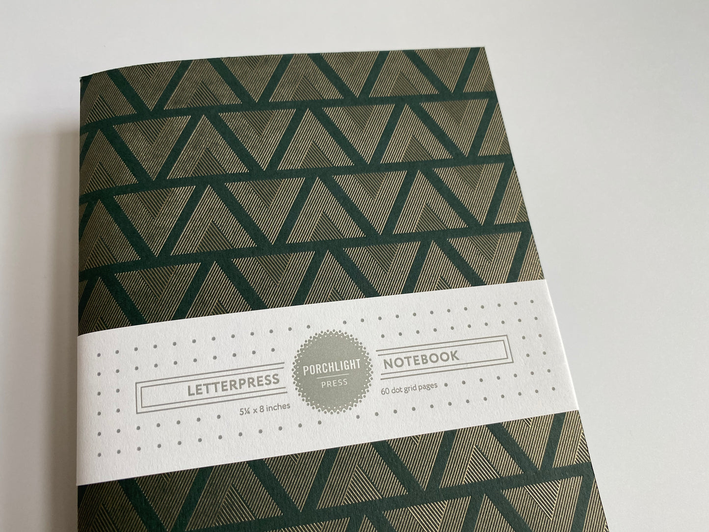 Notebook: Graphic Series - Hunter Green Triangles Foil Letterpress Large Notebook