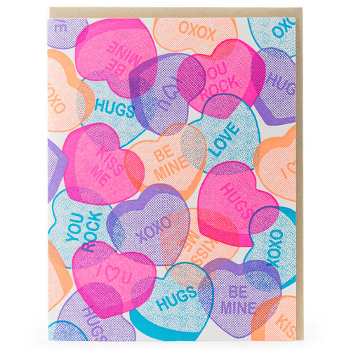 Card: Sweet Candy Hearts Love Greeting Card