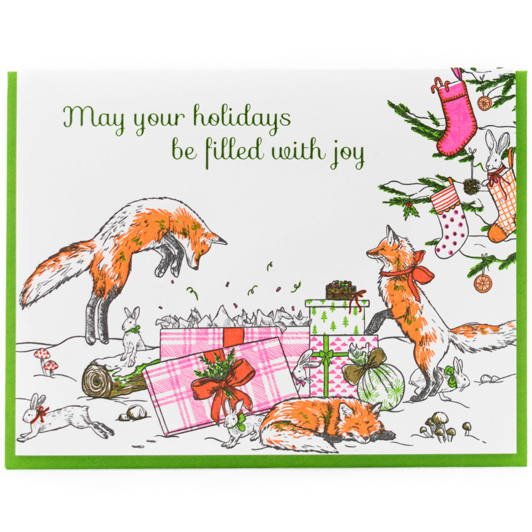 Card: Foxes' Christmas Morning Greeting Card