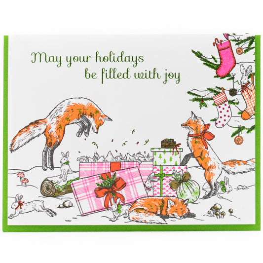 Card: Foxes' Christmas Morning Greeting Card
