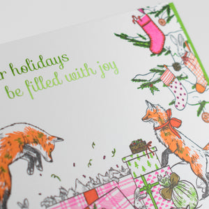 Card: Foxes' Christmas Morning Greeting Card