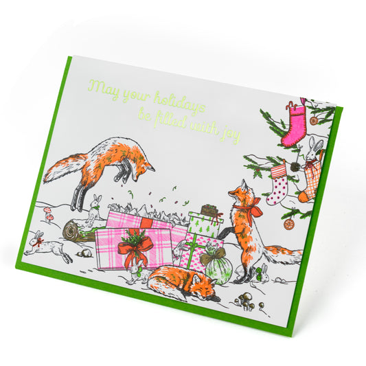 Card: Foxes' Christmas Morning Greeting Card