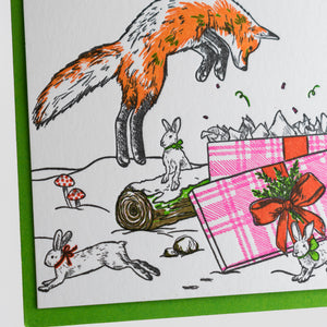 Card: Foxes' Christmas Morning Greeting Card