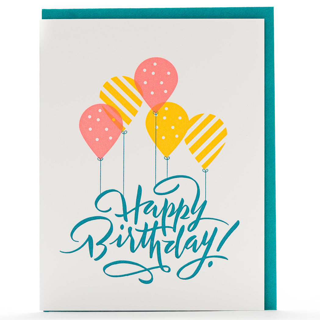 Card: Happy Birthday Calligraphy Balloons