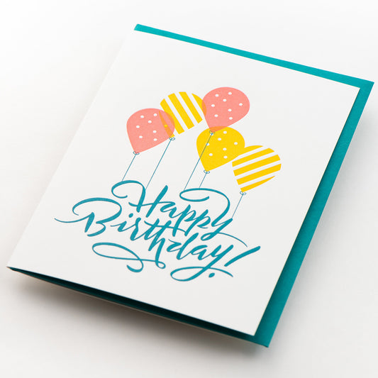 Card: Happy Birthday Calligraphy Balloons