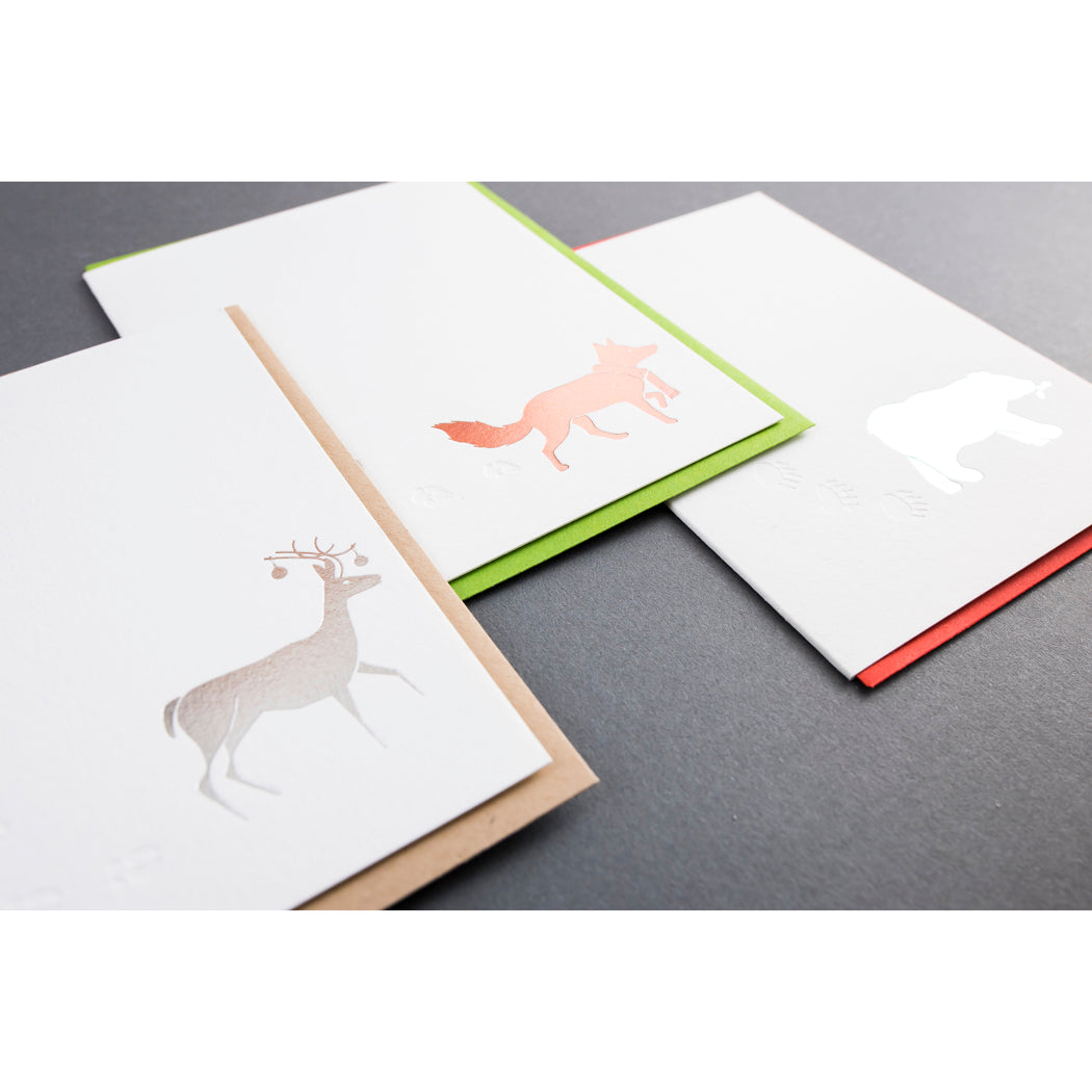 Card Folder Set: Holiday Snow Tracks (2 each of 3 designs)