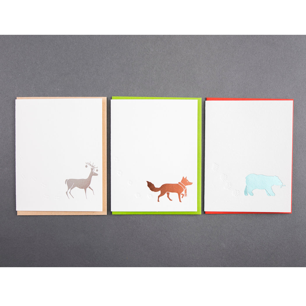 Card Folder Set: Holiday Snow Tracks (2 each of 3 designs)
