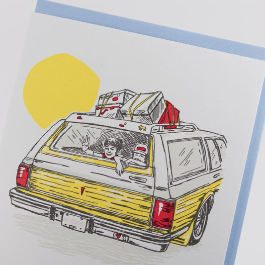 Card: Bon Voyage Station Wagon Throwback Greeting Card