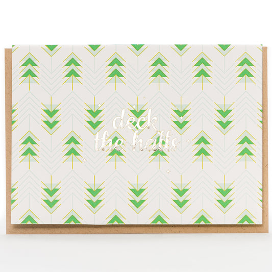 Card: Deck the Halls Retro Holiday Greeting Card