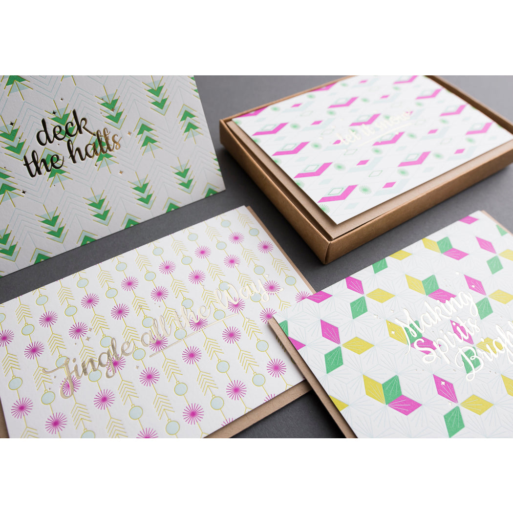 Card: Deck the Halls Retro Holiday Greeting Card