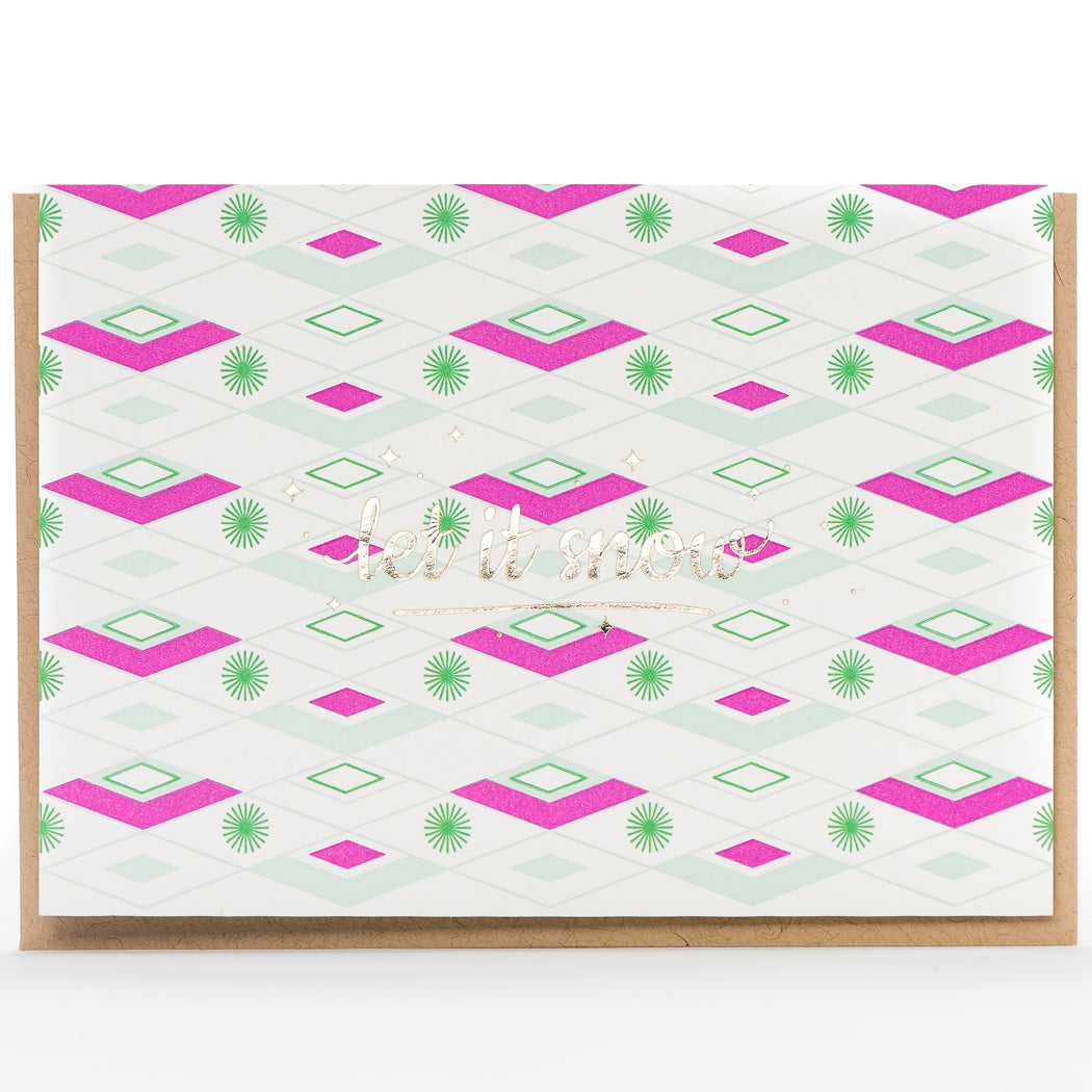 Card: Let it Snow Retro Holiday Greeting Card