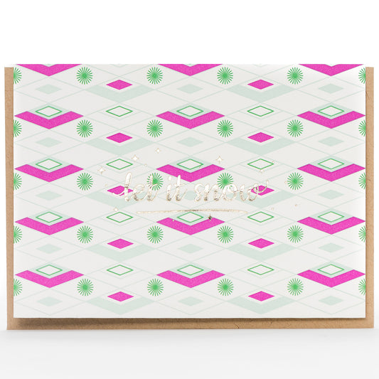 Card: Let it Snow Retro Holiday Greeting Card