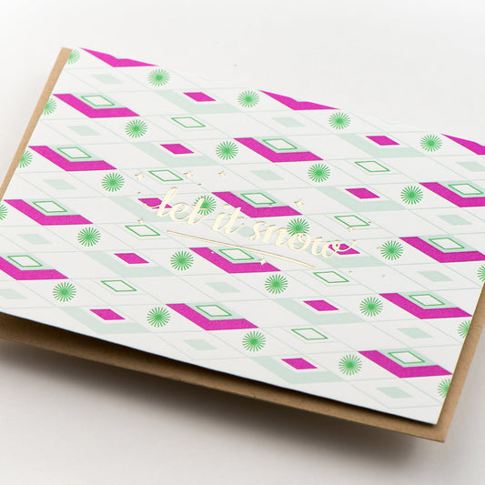 Card: Let it Snow Retro Holiday Greeting Card