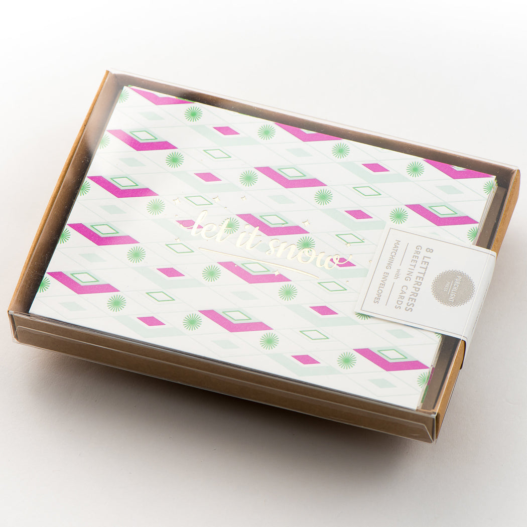 Card: Let it Snow Retro Holiday Greeting Card