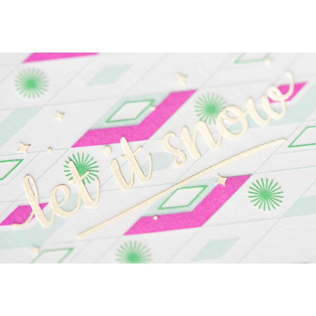 Card: Let it Snow Retro Holiday Greeting Card