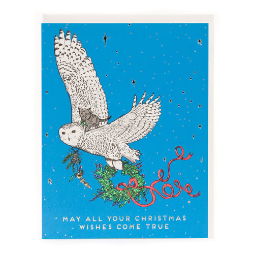 Card: Christmas Wishes Owl and Kitty