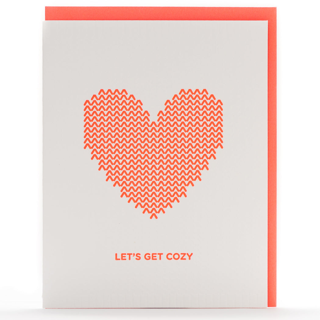 Card: Knit Heart Cozy Neon