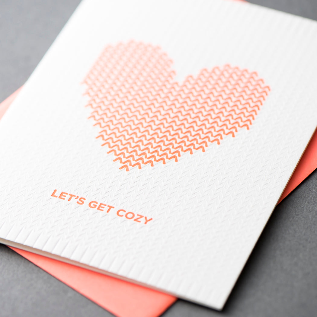 Card: Knit Heart Cozy Neon
