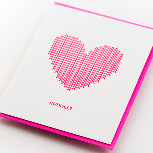 Card: Knit Heart Cuddle Neon