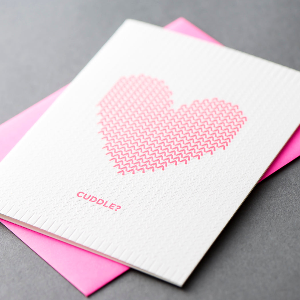 Card: Knit Heart Cuddle Neon