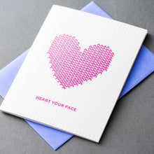 Card: Knit Heart Face* Neon