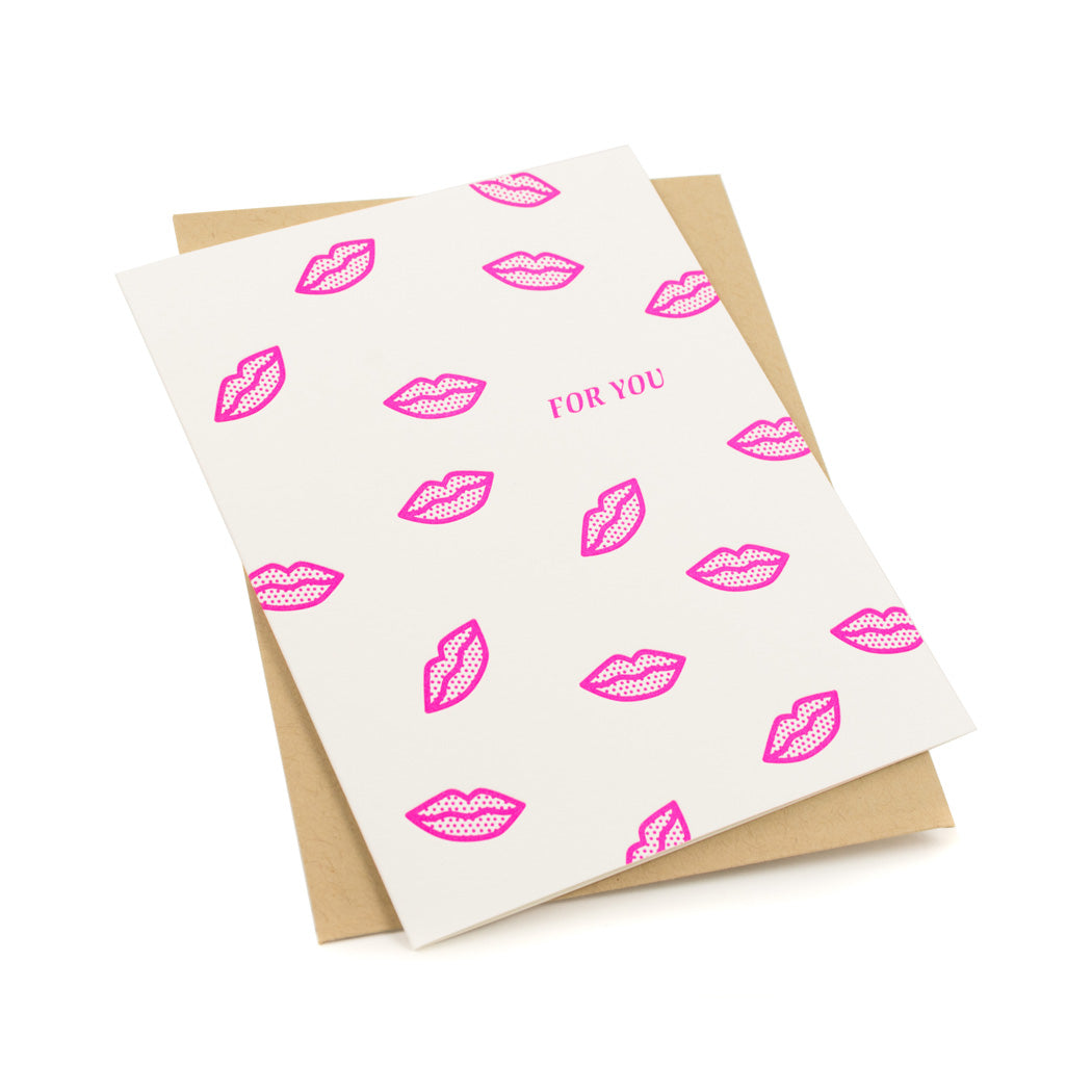 Card: Neon Pink Kisses For you
